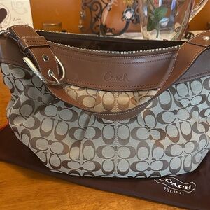 Coach Tan and Brown Shoulder Bag